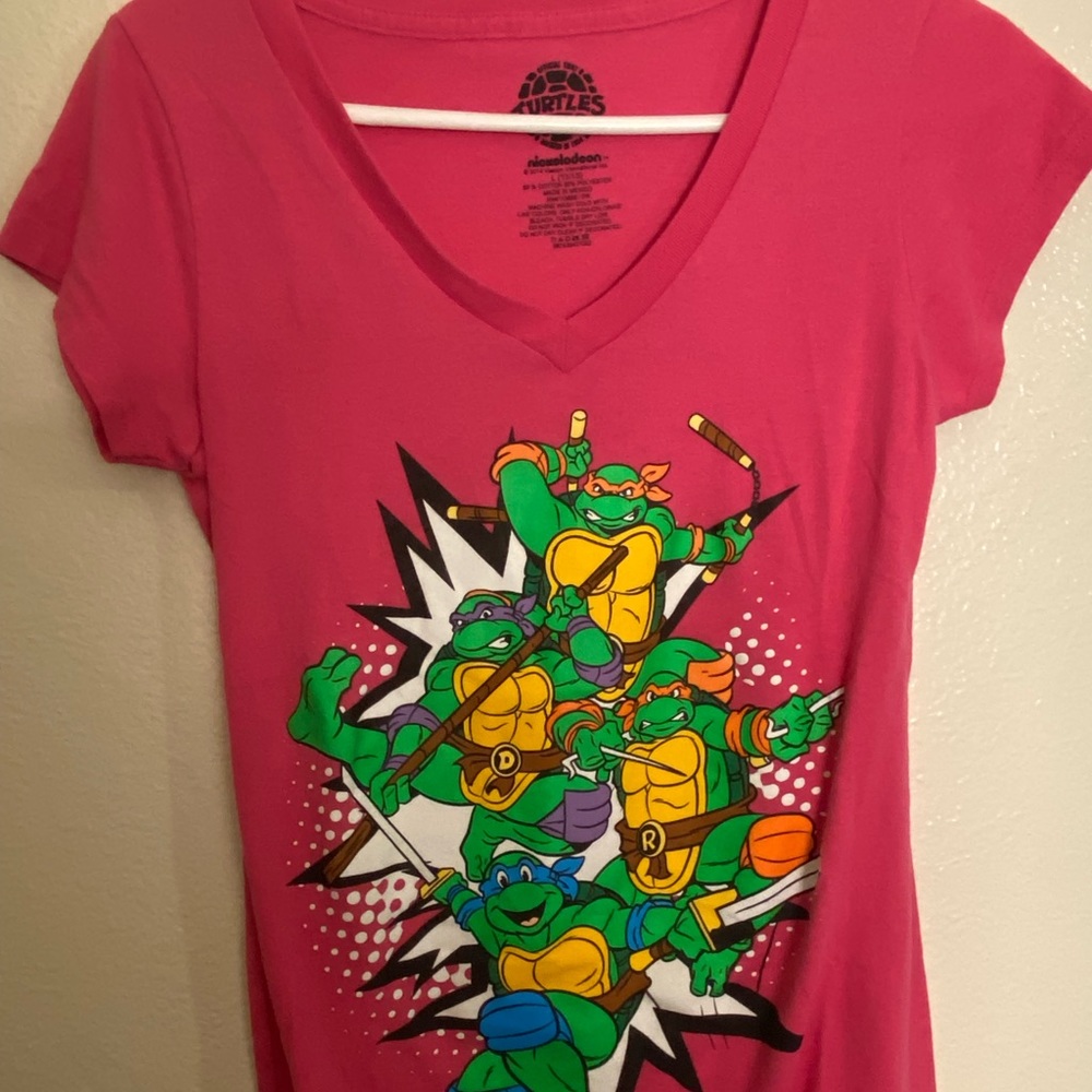 Teenage Mutant Ninja Turtles Hot Pink V Neck
